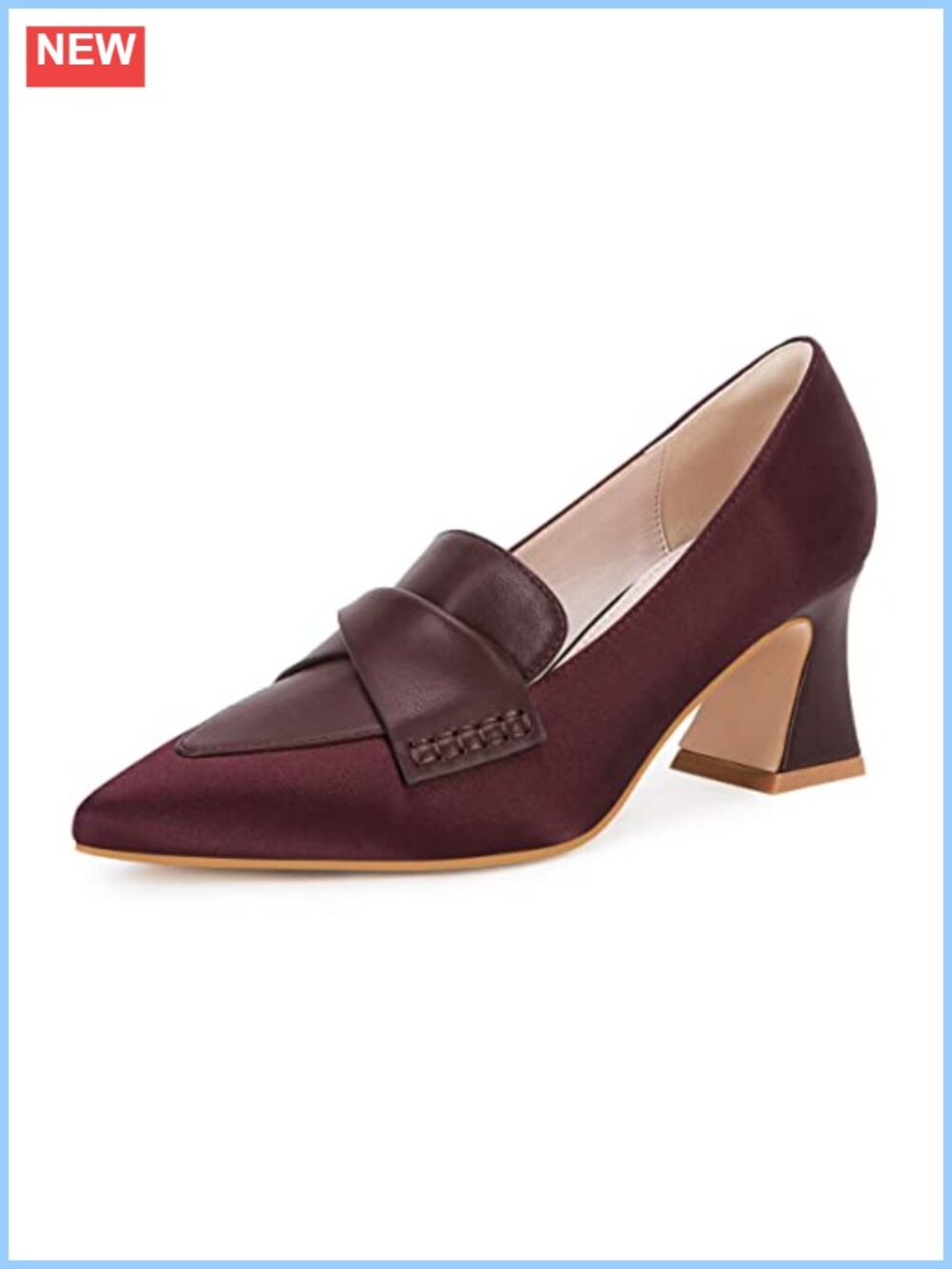 Kitten Heel Pointed Toe Slip On Dress Pumps Stitching Office Work Shoes